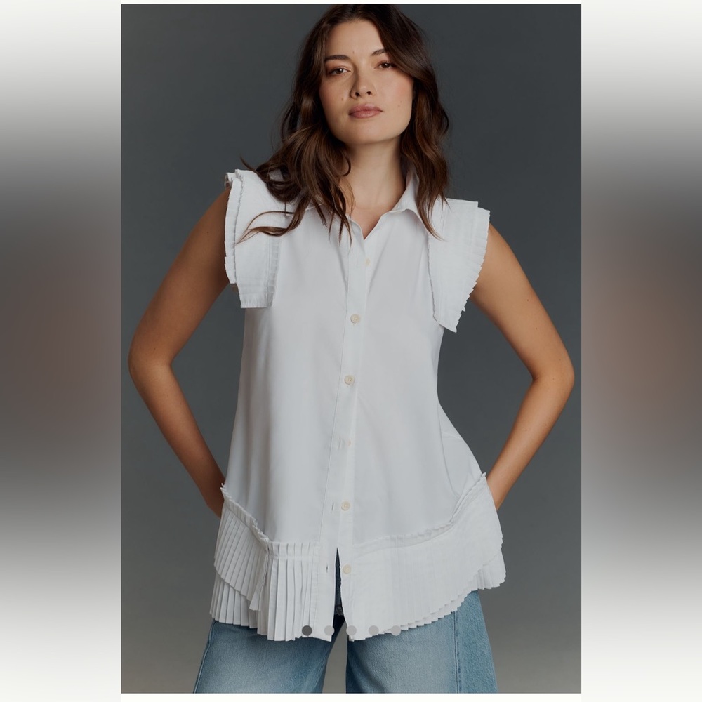 Anthropologie NWT Pleated Sleeveless Blouse - Picture 2 of 5